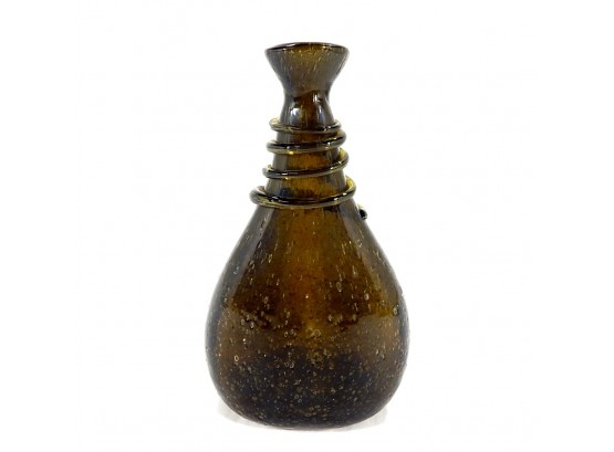 Antique Hand Blown Amber Glass Bottle