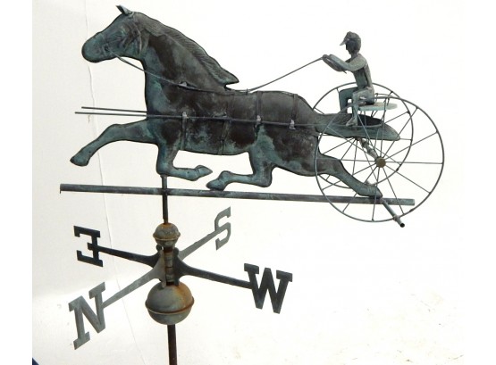 Large Vintage Copper Weathervane 'Horse  - Sulky'