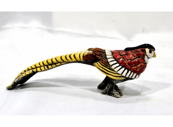 Vintage Bird Art Pottery Figurine Pheasant Marked