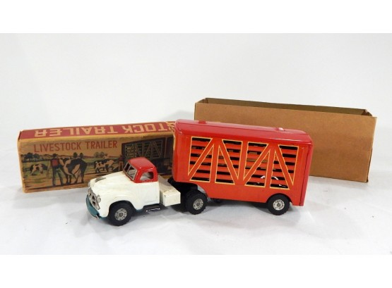 Vintage Press Steel LIVESTOCK Trailer Toy Original Box