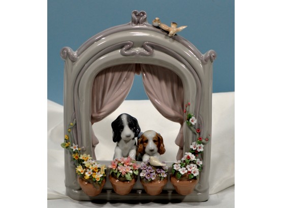 Rare LLADRO Figurine 'Please Come Home' Dogs In Window