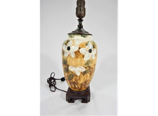 Multi Colored Art Pottery Table Lamp With Flowers