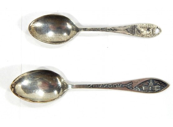 Lot 2 Antique Sterling Souvenir Spoons -Virginia Wisconsin
