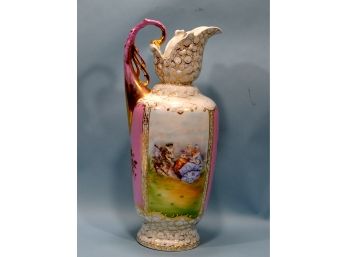 Large Antique 19th Century Austrian Hand Painted Porcelain Vase