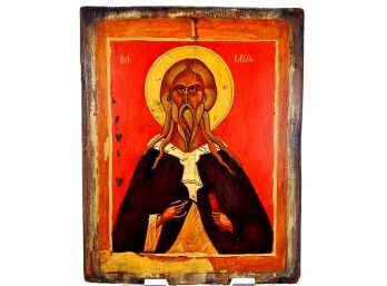 Vintage Hand Painted European Icon On Board