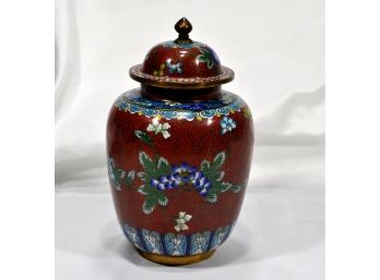 Vintage Cloisonné Chinese Lidded Ginger Jar