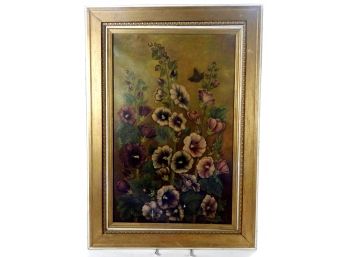 Original Antique 1913 C. DOWLER Flower Still Life Oil Painting