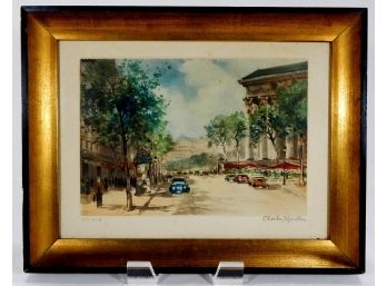 Original Vintage French Artist Charles MONDIN Color Etching Paris -signed