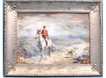 Original Nina ROTHNEY ( India, England,1877-1970) Oil Painting Hunting