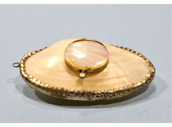 Vintage Oriental Clam Shell Trinket Box