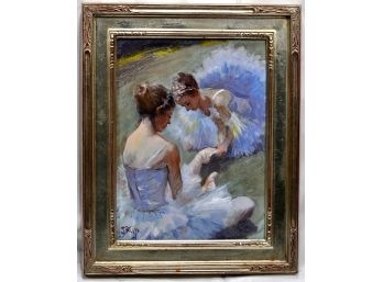 Beautiful Impressionist Oil Painting Of Ballerinas Signed