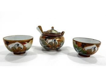 Antique Japanese Porcelain Tea Set Marked