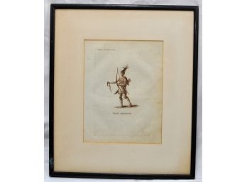 Antique Original Early 19th Century Engraving ' North American Indian'