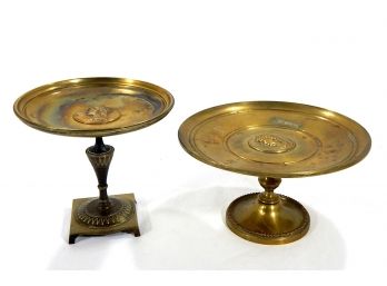 Pair Antique Grand Tour Bronze Footed Compotes