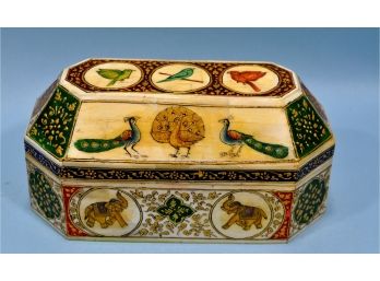 Antique Oriental Ivory Jewelry Box Hand Painted