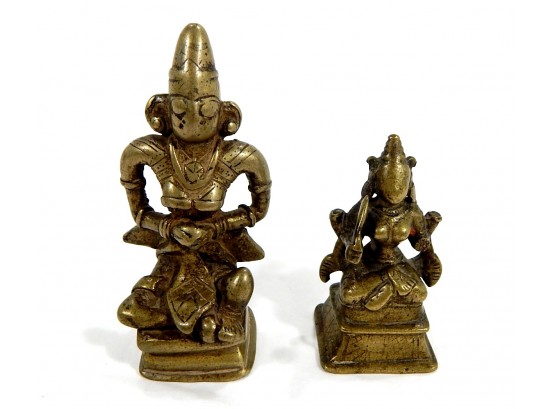 Pair Antique Asian Brass Figures