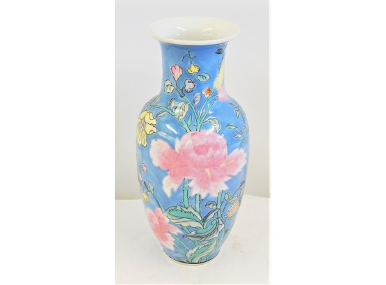 Asian Flowered Porcelain Vase