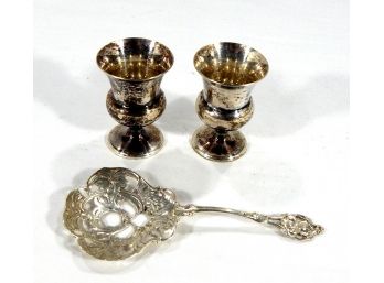 Vintage Sterling Silver Cups & Berry Spoon