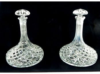 Pair Gorgeous Large Vintage Cut Glass Decanters