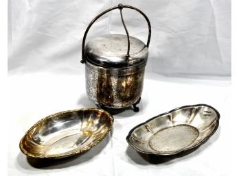 Antique Silver Plate Lot- Bowls, B. ROGERS Ice Bucket