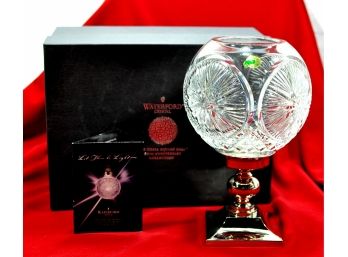 NEW Original WATERFORD Crystal Time Square Hurricane Candle Lamp