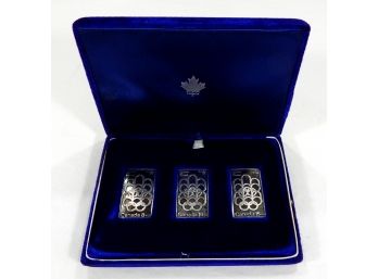 1976 Montreal CANADA OLYMPICS .999 Silver BAR & STAMP Collector's Set W/ Box #2