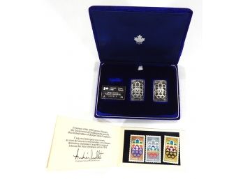 1976 Montreal CANADA OLYMPICS .999 Silver BAR & STAMP Collector's Set W/ Box #1