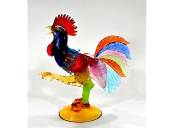 Large Unsigned Murano Venetian Art Glass Rooster