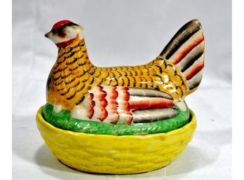 Old STAFFORDSHIRE Ware Figural Chickens Butter Dish