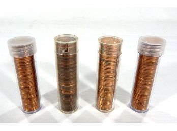 Four Rolls Brilliant Uncirculated Wheat Pennies