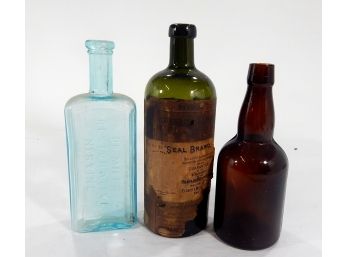 Group Of  Early Glass Bottles