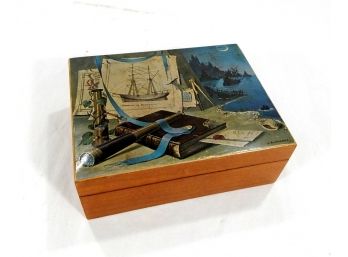 Vintage Italian Mottahedeh Design Wood Box Nautical Theme
