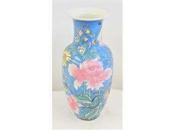 Asian Flowered Porcelain Vase