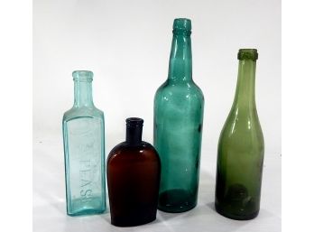 Lot 4 Antique Glass Bottles