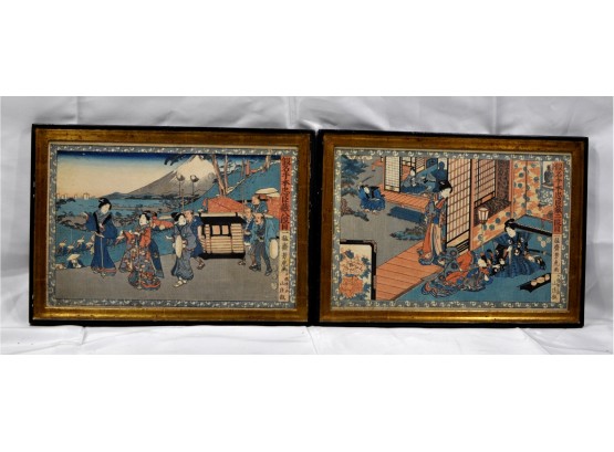 Pair Original Utagawa YOSHITORA (1836-1880)  Japanese Woodblock Prints