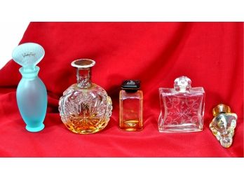 Lot 5 Perfume Bottles- Hermes, Lanvin, RL Etc.