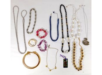 Vintage Costume Jewelry Lot-necklaces, Bracelets, Some Sterling
