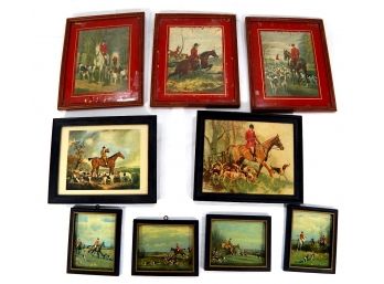 Lot 9 Antique Framed Prints English Hunting Scenes