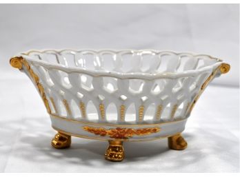 Antique Porcelain Reticulated Footed Bowl