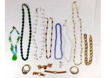 Vintage Costume Jewelry Lot-necklaces, Watches