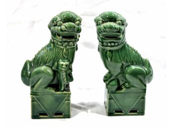 Pair Vintage Oriental FOO DOGS Ceramic Figurines