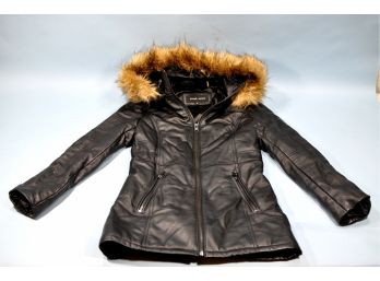 Original  BLACK RIVET XS Woman's Leather Winter Coat