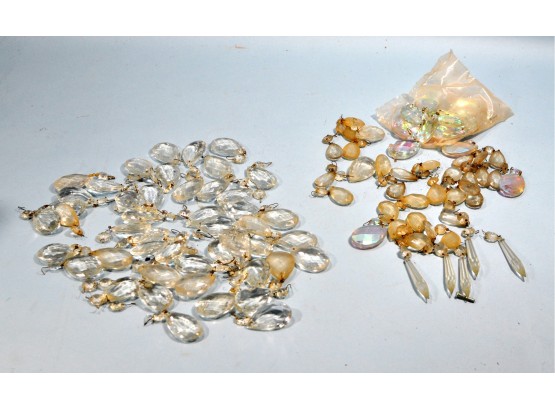 Lot 100 Vintage Cut Glass Chandelier Crystals Prisms