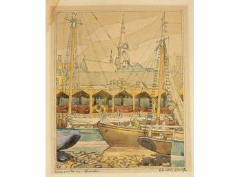 Original Coulton WAUGH (1896-1973) Watercolor Gloucester