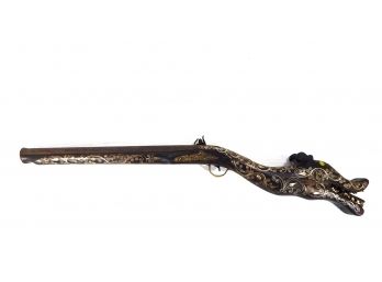 Antique Original Afghan Flintlock Jezail Musket Rifle Dragon Head