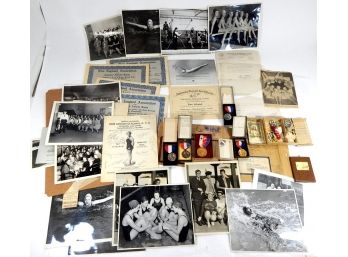 Vintage 1930s Ephemera Lot Medals Photographs - RI Hall Of Fame Edna Soltysiak