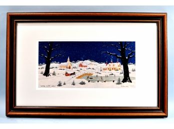 Original Elizabeth BARRIERE (1933-2013) ' Village Winter ' Print Signed