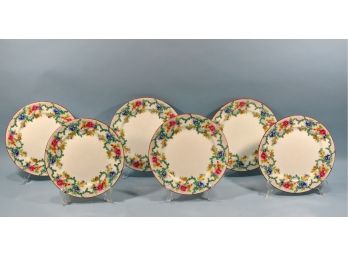 Set 6 Vintage Cauldon England  Floral Dinner Plates 9'
