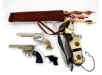 Vintage Wyatt Earp Cup Guns, Bow Arrows