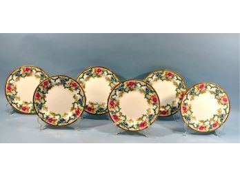 Set 6 Vintage Cauldon England  Floral Plates 8'